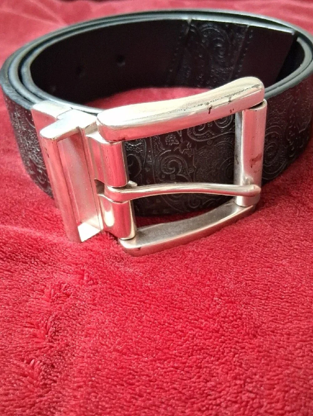 Robert Graham Reversible Black Simulated Leather Belt Size 38